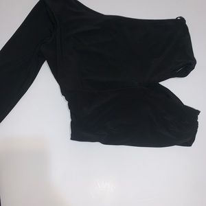 Cutout one shoulder top